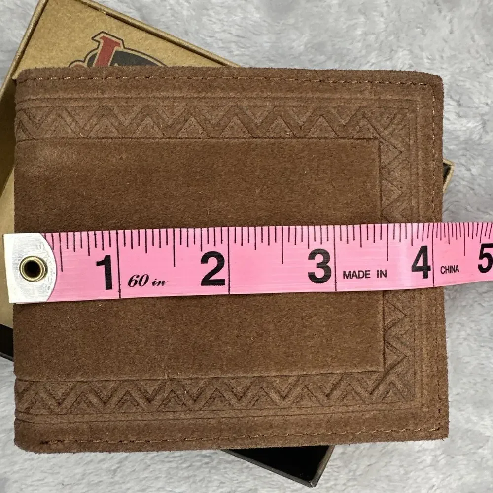Justin Men's‎ Wallet Bifold Brown Suede Leather Roughout RFID Western Aztec NEW